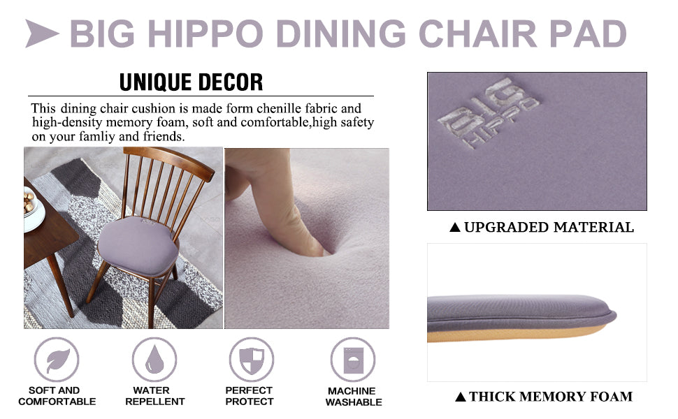 Big Hippo Chair Pads, Memory Foam Chair Seat Cushion Non Slip