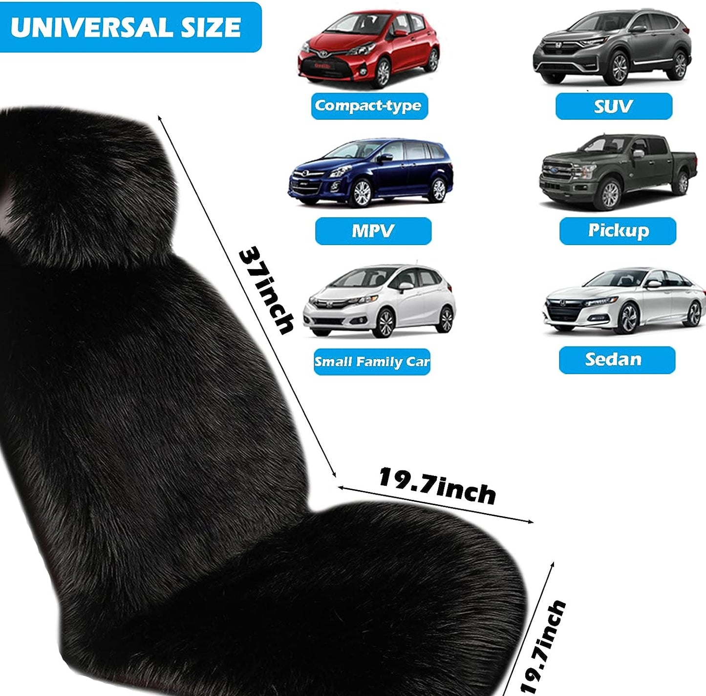 Big Ant Sheepskin Seat Covers, Sleek Design Authentic Australian Full Size Car Seat Pad Soft Long Wool Warm Seat Cover