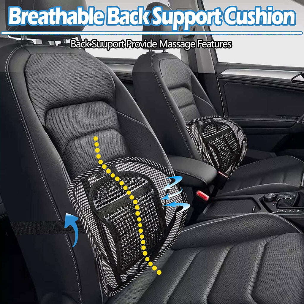 Lumbar Back Support Cushion - Car Mesh Back Support with Massage