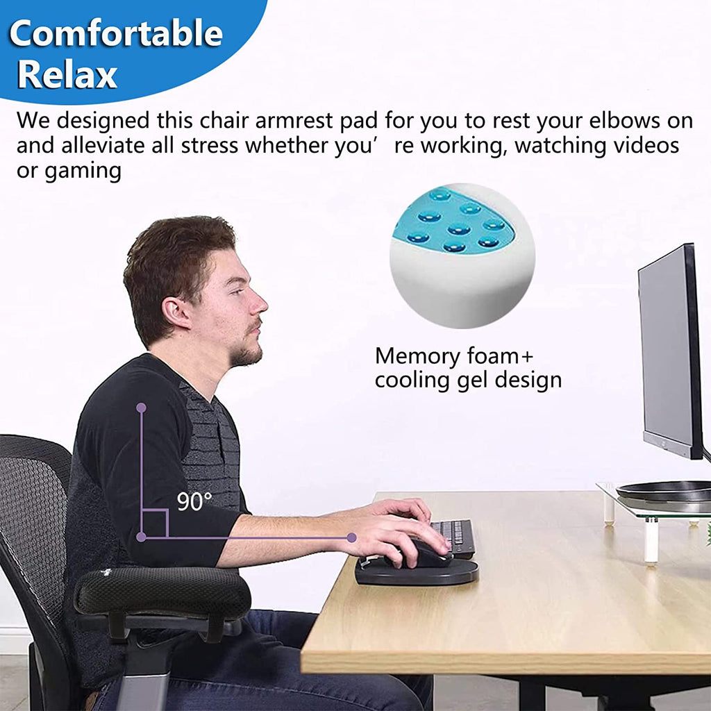 2-Pack Memory Foam Office Desk Gaming Chair Armrest Pads Arm Rest Cushions  Cover