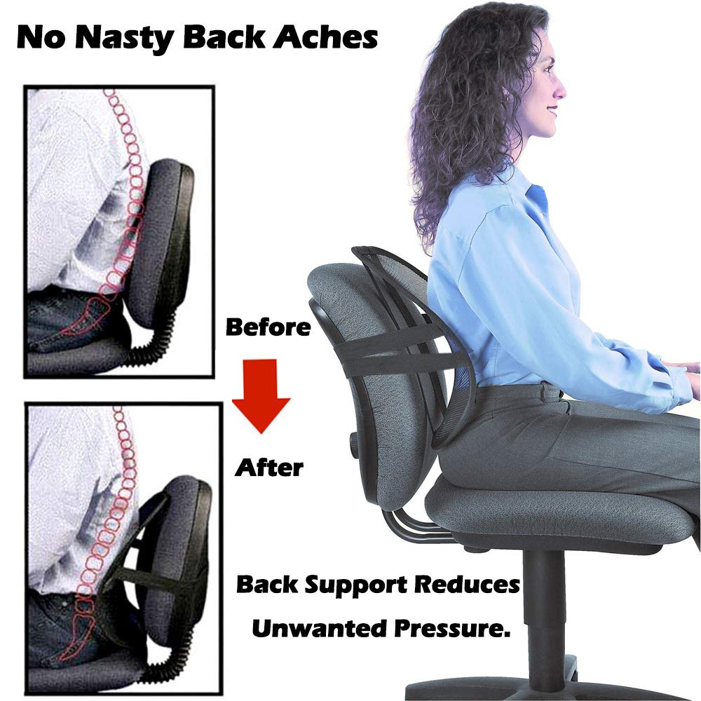 Easy Lumbar Support For Office Chair,Mesh Back Support with Massage Beads  for Comfort and Lower Back Pain Relief