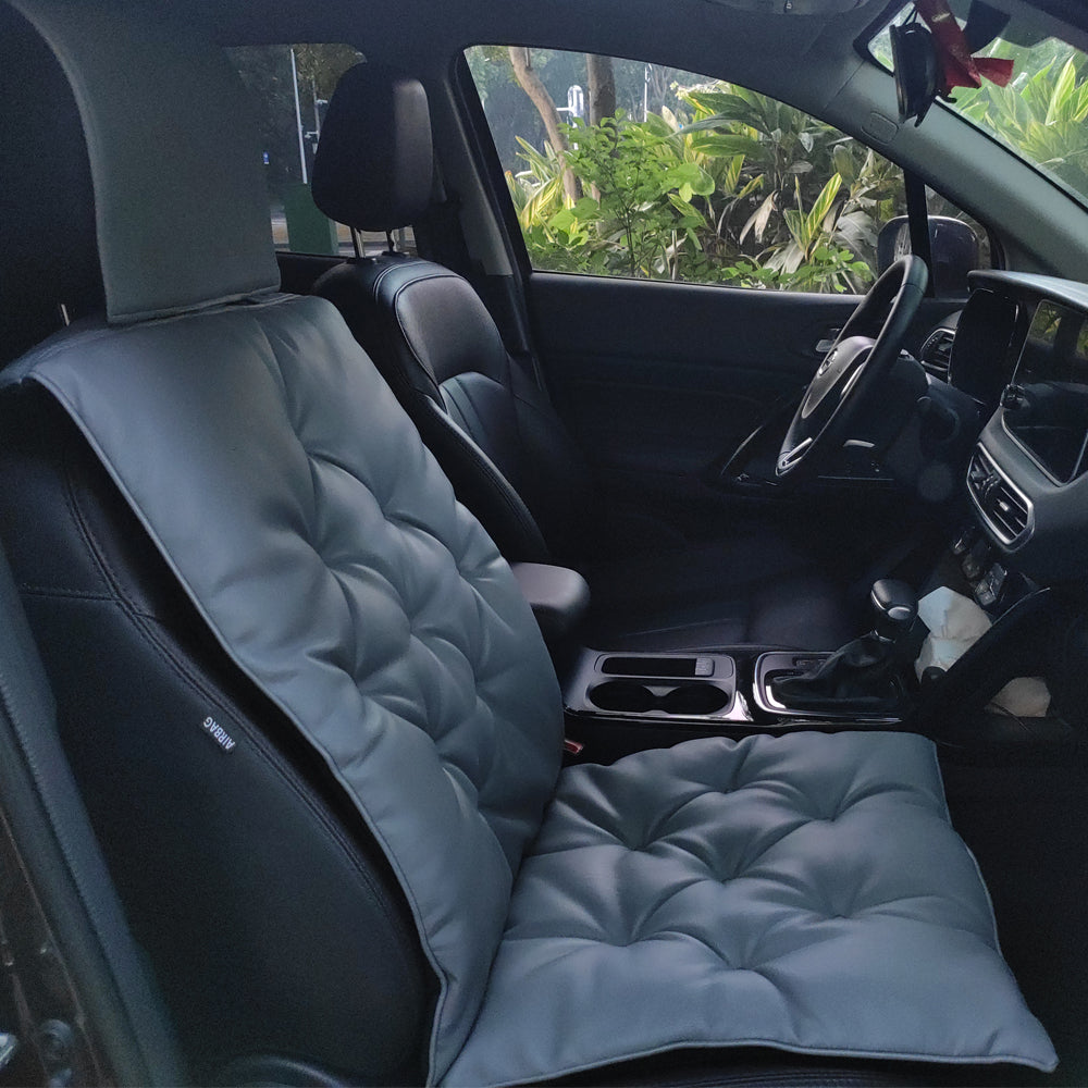 Leader Accessories 2pcs Leather Car Seat Cushions Non-Slip Black Front Seat  Covers Mat Pad for Cars